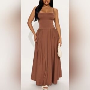 Melinda A Line Maxi Dress - Chocolate Womens Size Medium!